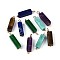 Natural Tiger Eye & Amethyst & Amazonite & Green Aventurine & Synthetic Regalite Cuboid Pendants, with 304 Stainless Steel Loops, Real 18K Gold Plated, 18~20x4~5x4~5mm, Hole: 1.5~1.6mm
