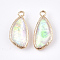Resin Pendants, with Brass Findings, Triangle, Golden, Colorful, 23~24x11~11.5x5~5.5mm, Hole: 2mm