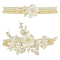 Flower Polyester Garter Leg Ring, Wedding Bridal Garters, with Imitation Pearl, Light Goldenrod Yellow, 150x220x6mm & 53x195x7mm