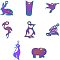 UNICRAFTALE 8 Mixed Animal Shapes Charm 16pcs Stainless Steel Charm Multi-color Metal Charm Hollow Flat Pendants for Jewelry Making DIY Crafting about 1.5mm Hole