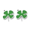 304 Stainless Steel Charms, with Enamel, Clover Charm, Green, 13x12x1.5mm, Hole: 1mm
