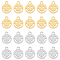 20Pcs 2 Colors 304 Stainless Steel Pendants, Hollow, Flat Round with Smiling Face Charm, Golden & Stainless Steel Color, 10x7.5x1.3mm, Hole: 1.2mm, 10pcs/color