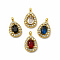 PVD Vacuum Plating 304 Stainless Steel Cubic Zirconia Pendants, with Rhinestone, Teardrop Charms, Mixed Color, 13.5x8.5x4mm, Hole: 1.8mm