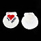 Printed Natural Freshwater Shell Big Pendants, Shell Charm, Red, Heart Pattern, 55~75x52~70x6~8mm, Hole: 1.4mm