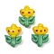 Handmade Lampwork Beads, Flower, Yellow, 24x17x9.5mm, Hole: 1.2mm