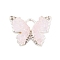 Natural Quartz Crystal Rock Crystal Pendants, Brass Pave Clear Cubic Zirconia with Enamel Butterfly Charms, 925 Sterling Silver Plated, 15x20x4.5mm, Hole: 5x4mm