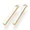 Brass Pendants, Nickel Free, Real 18K Gold Plated, Cuboid, Golden, 17x1.5x1.5mm, Hole: 1mm