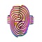 Ion Plating(IP) 304 Stainless Steel Vortex Open Cuff Ring for Women, Rainbow Color, Inner Diameter: 18mm