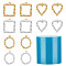 12Pcs 3 Styles Heart & Square & Oval 304 Stainless Steel Open Back Bezel Pendants, 1 Roll Seamless Paper Tape, DIY Epoxy Resin Crafts, Golden & Stainless Steel Color, 4pcs/style