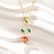 Brass Enamel Pendant Necklaces, Rose, Golden, 16.57 inch(42.1cm)