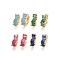 Cubic Zirconia Rectangle Hoop Earrings, Real 18K Gold Plated Brass Hinged Earrings for Women, Lead Free & Cadmium Free, Mixed Color, 13x12x5mm, Pin: 1mm
