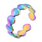 Ion Plating(IP) 304 Stainless Steel Shell Wrap Open Cuff Ring for Women, Rainbow Color, US Size 8(18.1mm)