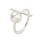 Long-Lasting Plated Brass Cuff Rings, Round & Bar Open Rings for Women, Platinum, Adjustable
