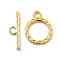 Ion Plating(IP) 304 Stainless Steel Toggle Clasps, Round Ring, Real 18K Gold Plated, Ring: 18x14x2mm, Hole: 2.8mm, 10.5mm inner diameter, Bar: 19.5x5.5x2mm, hole: 2.8mm