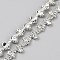 S-shaped Glass Rhinestone and Iron Cup Chains, Silver, 9x4.6mm, about 1yard(90~94cm)/pc