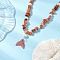 Natural South Red Agate Chip & Imitaton Round Pearl Beaded Adjustable Necklaces, Summer Sparkle Glass Fish Tail Pendant Necklaces for Women, 16.14~24.80 inch(41~63cm)