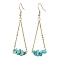 304 Stainless Steel with Synthetic Gemstone Dangle Earrings, Golden, 60x20mm