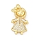 Brass Micro Pave Cubic Zirconia Pendants, Doll, Lead Free & Cadmium Free, Long-Lasting Plated, Rack Plating, Real 18K Gold Plated, 26.5x15.5x7.5mm, Hole: 1.6mm