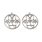Non-Tarnish 304 Stainless Steel Pendant, Flat Round with Satan Symbol & Star Charm, Stainless Steel Color, 38x35x1mm, Hole: 2mm