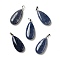 Dyed & Heated Natural Blue Aventurine Pendants, with Platinum Tone Brass Findings, Teardrop, 33x15x7~7.5mm, Hole: 5x3.5mm