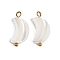 Natural Shell Moon Pendants, with 304 Stainless Steel Loops, Seashell Color, Ion Plating(IP), Real 18K Gold Plated, 19.5~20x10.5x2.5mm, Hole: 2mm