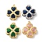 Rack Plating Brass Pendants, with Glass, Long-Lasting Plated, Lead Free & Cadmium Free, Flower, with Jump Ring, Golden, Mixed Color, 23.5x21x5.5mm, Hole: 3mm