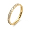 Ion Plating(IP) 304 Stainless Steel Rings, with Cubic Zirconia, Real 18K Gold Plated, 2.3mm, US Size 7(17.3mm)