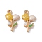 Alloy Enamel Pendants, Golden, Flower Charm, Gold, 19x11x4mm, Hole: 1.6mm
