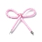 Alloy & Glass Seed Beads Bowknot Chandelier Component Links, Platinum, Pearl Pink, 45~70x38~69x7mm, Hole: 1~1.6mm, Bead: 3~3.5mm