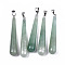 Natural Green Aventurine Big Pendants, with Platinum Tone Iron Pinch Bail, Teardrop, 58.5~59.5x10mm, Hole: 4x6.5mm