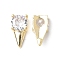 Brass Micro Pave Clear Cubic Zirconia Cabochons, Nickel Free, Triangle, Real 18K Gold Plated, 8.5x4x3mm