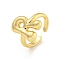 Brass Letter Open Cuff Rings for Women, Cadmium Free & Lead Free, Adjustable, Real 18K Gold Plated, Letter R, 15~16.5x7~16.5mm