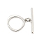 Brass Toggle Clasps, Cadmium Free & Nickel Free & Lead Free, Ring, Platinum, Ring: 16x14x1.8mm, Hole: 1.2mm, Bar: 22x4x1.7mm, Hole: 1.2mm