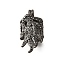 Brass European Dangle Charms, with Rhinestone, Cadmium Free & Lead Free, Long-Lasting Plated, Rack Plating, Flower, Gunmetal, 37x17.5mm
