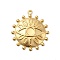Brass Pendant Cabochon Settings, Evil Eye, Golden, Tray: 5mm, 28x25x3mm, Hole: 1.5mm