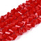 Opaque Glass Beads Strands, Triangle, Faceted, Red, 3~3.5x4~4.5x4~4.5mm, Hole: 0.8mm, about 121~131pcs/strand, 14.37~15.35 inch(36.5~39cm)