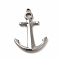 Non-Tarnish 304 Stainless Steel Pendants, Anchor, Stainless Steel Color, 24.5x17.5x2mm, Hole: 1.2mm and 2x2.6mm