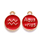 Alloy Enamel Pendants, Cadmium Free & Lead Free, Flat Round with Constellation, Light Gold, Red, Aquarius, 22x18x2mm, Hole: 1.5mm