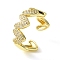 Brass Micro Pave Cubic Zirconia Ring, Long-Lasting Plated, Heart, Golden, Inner Diameter: Adjustable
