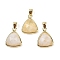 Natural Yellow Quartz Pendants, with Golden Tone Brass Findings, Triangle, Faceted, 14x11.5x4.5mm, Hole: 2.5x3.5mm