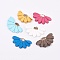 Velvet Pendant Decorations, with Iron Findings, Fan, Light Gold, Mixed Color, 25x45x3mm, Hole: 1x2.5mm