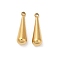 304 Stainless Steel Pendants, Teardrop Charm, Real 18K Gold Plated, 17x5mm, Hole: 1.6mm