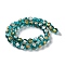 Handmade Gold & Silver Foil Lampwork Beads, Round, Dark Turquoise, 12mm, about 33pcs/strand, 14.5 inch