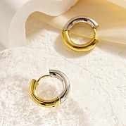 Двухцветные серьги-кольца Huggie Hoop из нержавеющей стали 304 для женщин WQ4078-1