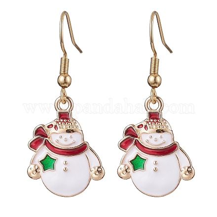 Серьги-подвески из сплава с эмалью в рождественской тематике EJEW-JE05830-03-1