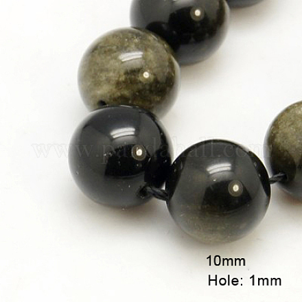 Естественный золотистый отлив обсидиан бисер пряди X-G-C068-10mm-9-1
