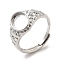 Brass Flower Adjustable Ring Components, Pad Ring Settings, Oval, Platinum, Inner Diameter: 19mm, Tray: 10x8mm