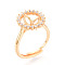 Round Brass Micro Pave Clear Cubic Zirconia Adjustable Ring Settings, for Half Drilled Beads, Cadmium Free & Nickel Free & Lead Free, Real 18K Gold Plated, Pin: 1mm, 14mm, Inner Diameter: 18mm