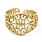 304 Stainless Steel Open Cuff Rings, Hollow Flower, Golden, US Size 7 3/4(17.9mm)