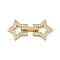Brass Micro Pave Clear Cubic Zirconia Fold Over Clasps, Cadmium Free & Nickel Free & Lead Free, Star, Real 18K Gold Plated, 29.5x13.5x3~4.5mm, Hole: 2.5x0.8mm